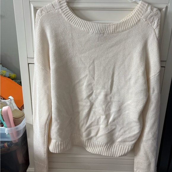 dELiA*s Y2K Cream Sweater open weave w/ sparkly rhinestone embellishment size L - Picture 3 of 4